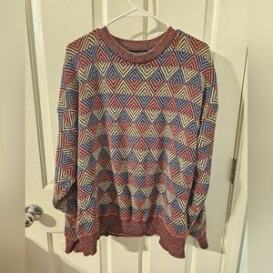 Vintage Ashworth Mens Golf Sweater Sz XL Geometric Multi Color MADE IN USA